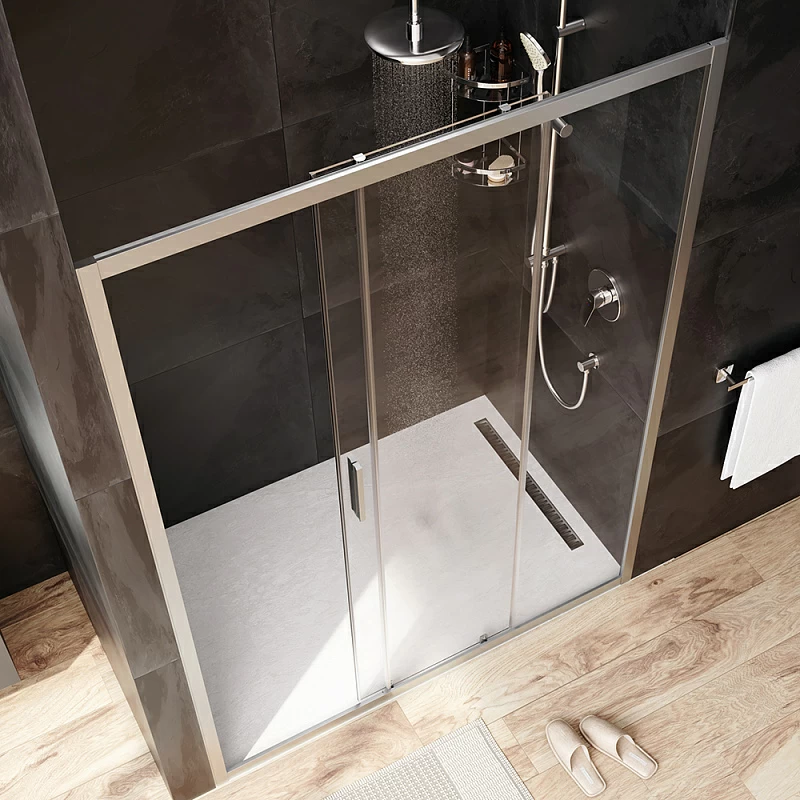 Душевая перегородка с дверью 140x195 AM.PM Gem W90G-140-1-195MT прозрачное стекло, профиль серебристый