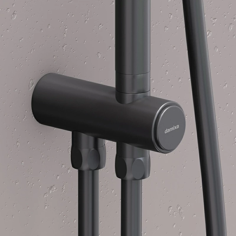 Душевая система Damixa Gala 953000300 стойка с тропическим душем, черная матовая