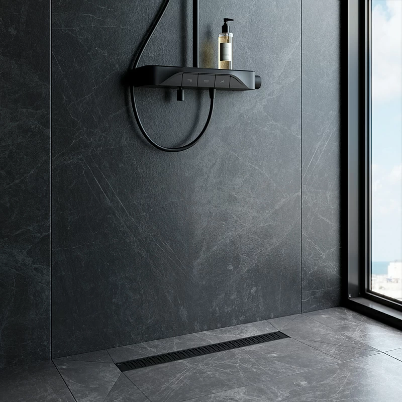 Душевой трап (лоток) 60 AM.PM MasterFlow W01SC-P11-060-01BM комбинированный затвор с черной матовой решеткой