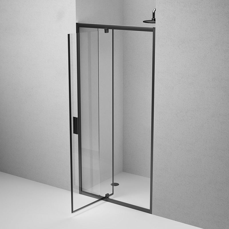 Душевая перегородка с дверью 100x195 AM.PM Gem W90G-100-1P-BT прозрачное стекло, профиль черный матовый