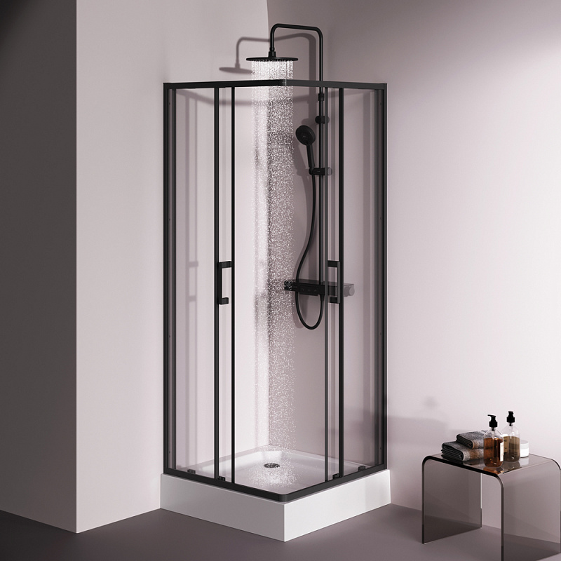 Душевое ограждение без поддона 80x80 AM.PM Above W9XG-403-8080-BT профиль черный