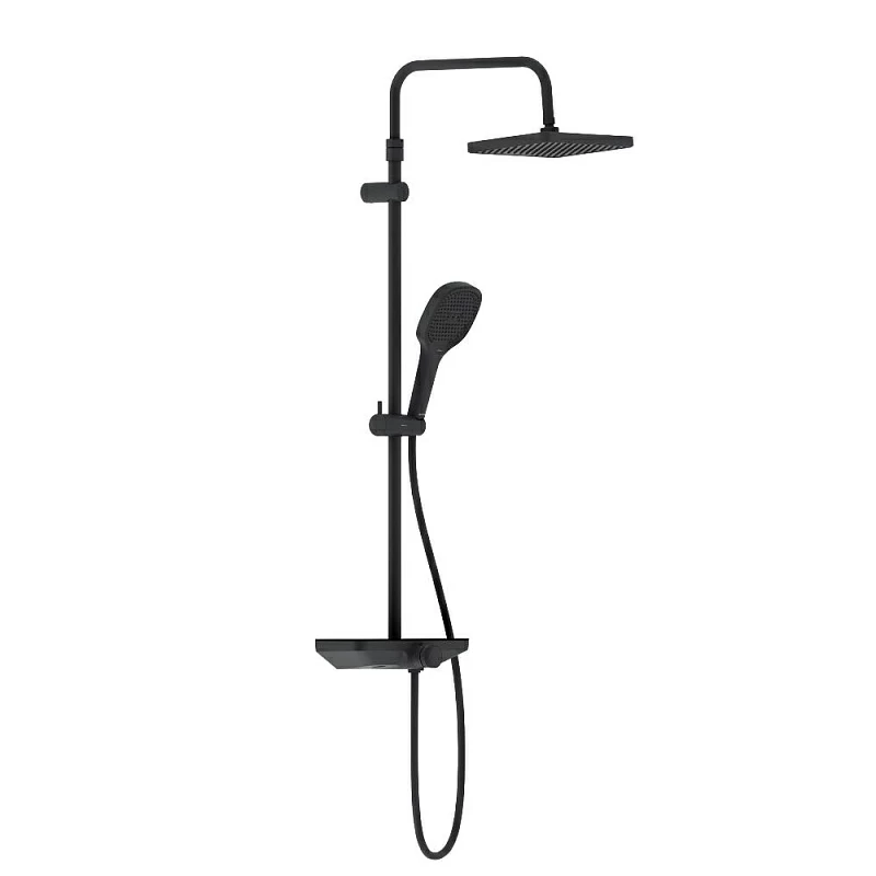 Душевая система Damixa Merkur 940730300 стойка с тропическим душем, смесителем, черная матовая