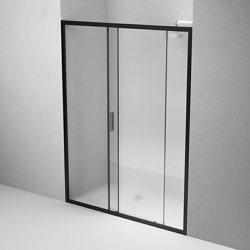 Душевая перегородка с дверью 150x195 AM.PM Gem W90G-150-1-195BM матовое стекло, профиль черный матовый