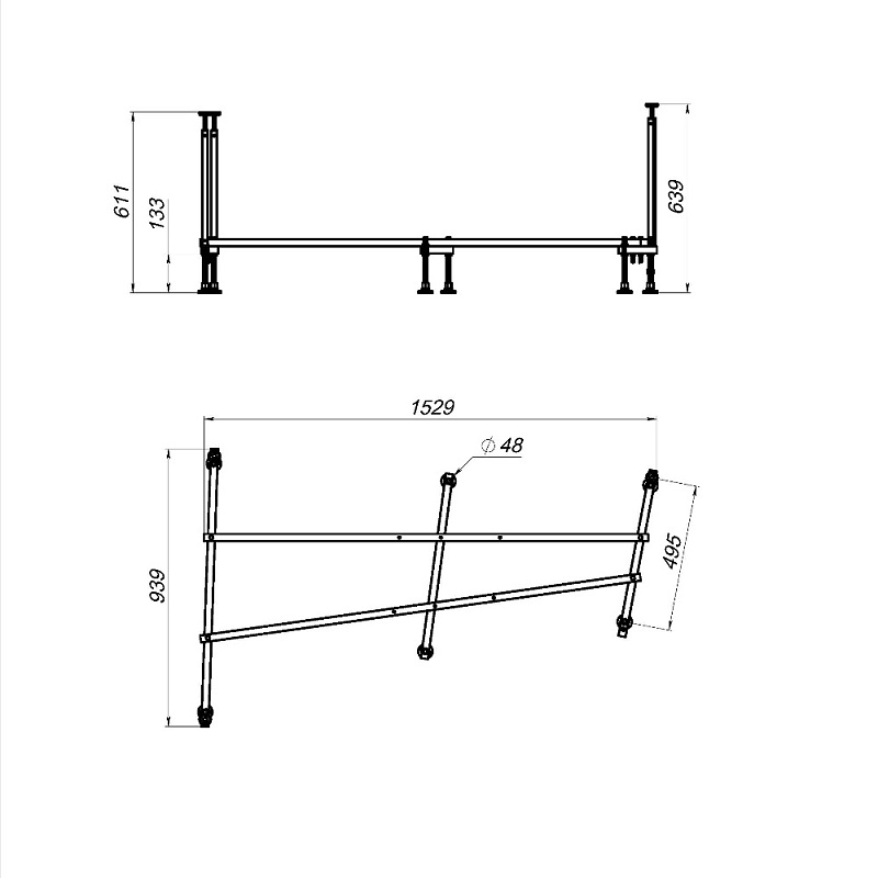 Каркас для ванны 160 AM.PM Spirit W72A-160-100W-R2