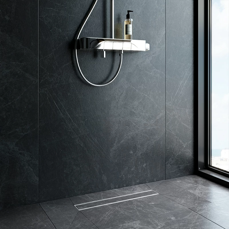 Душевой трап (лоток) 50 AM.PM PrimeFlow W02SC-U11-050-04SB комбинированный затвор со стальной матовой решеткой под плитку