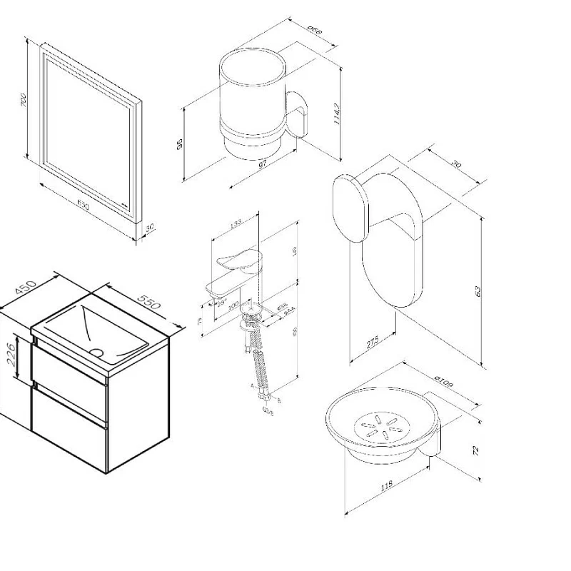 Секция мебели для ванной AM.PM X-Joy BK85GH