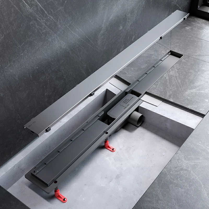 Душевой трап (лоток) 90 AM.PM PrimeFlow W02SC-U11-090-04SB комбинированный затвор со стальной матовой решеткой под плитку