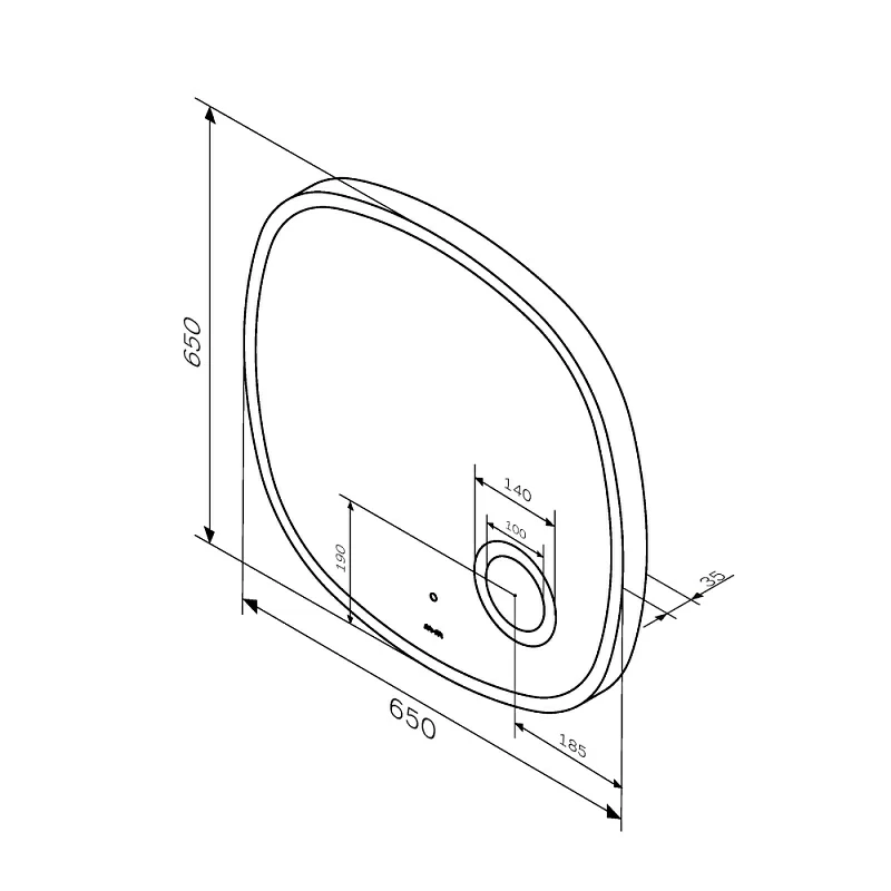 Зеркало с подсветкой в ванную закругленное 65 AM.PM Func M8FMOX0653SA с косметическим зеркалом сенсорное