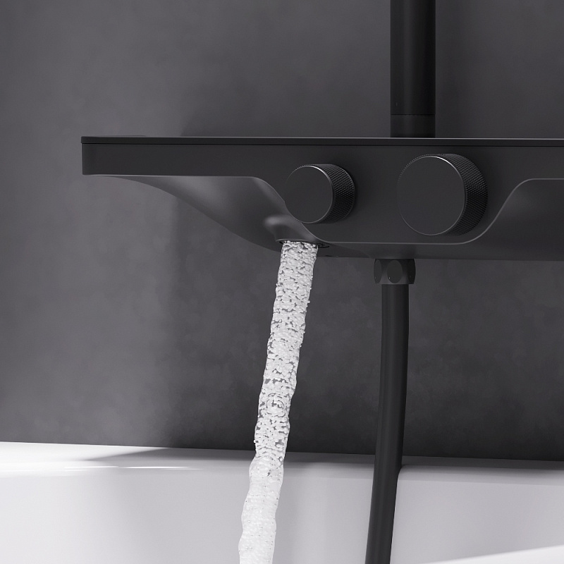 Душевая система Damixa Apollo 947730300 стойка с тропическим душем, изливом, черная