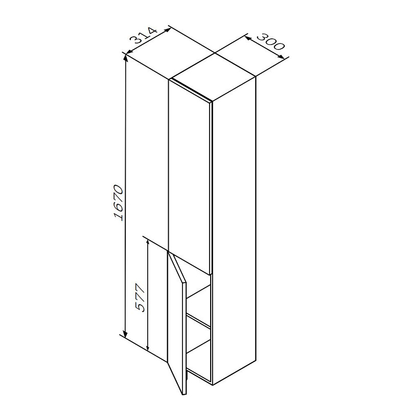 Шкаф-пенал для ванной 30 AM.PM Gem M90CHL0306WG навесной левый белый глянец