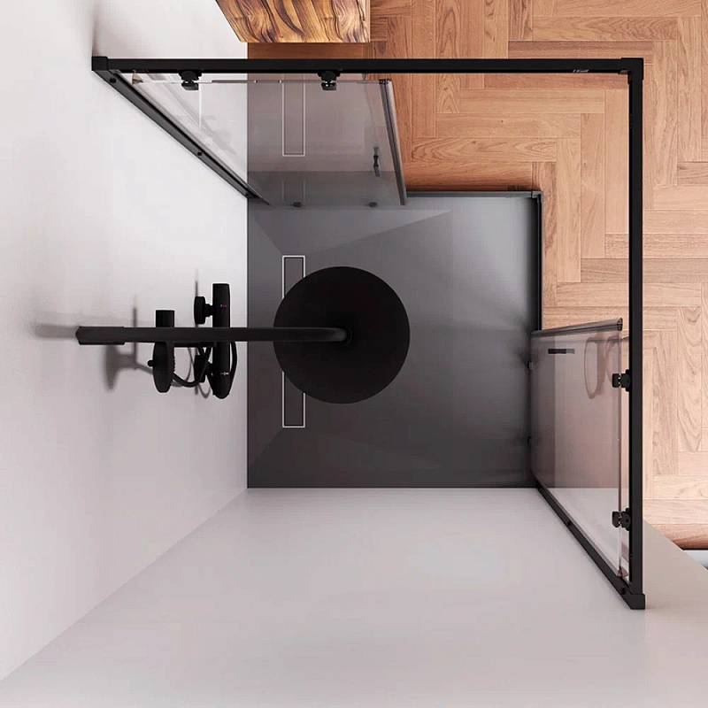 Душевое ограждение без поддона 100x100 AM.PM Gem W90G-403-100100-BT профиль черный матовый