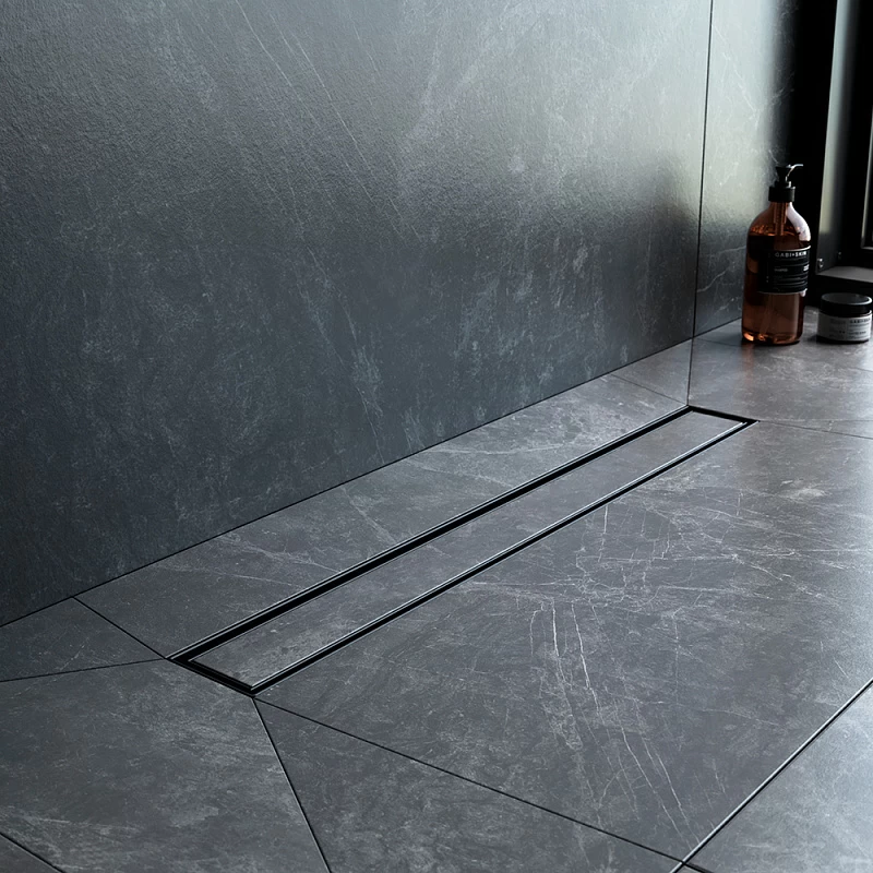 Душевой трап (лоток) 60 AM.PM MasterFlow W01SC-U11-060-04BM комбинированный затвор с черной матовой решеткой под плитку