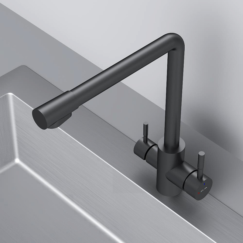 Смеситель для кухни AM.PM X-Joy S F85B05722 высокий, с каналом питьевой воды, черный