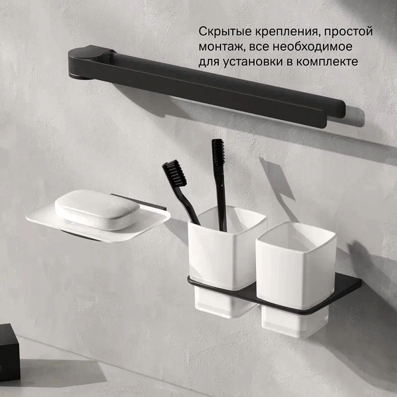 Стакан для зубных щеток настенный двойной AM.PM Inspire 2.0 A50A343422 стеклянный, черный