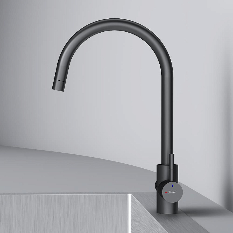 Смеситель для кухни AM.PM X-Joy S F85B07722 высокий, с каналом питьевой воды, черный