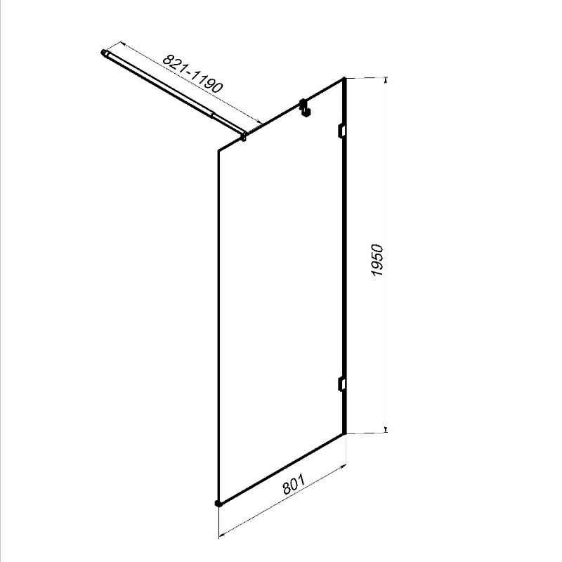 Душевая перегородка 80x195 AM.PM X-Joy W94UWI-80-F1-MTE прозрачное стекло, профиль серебристый