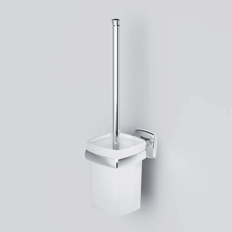 Ершик для унитаза AM.PM Gem A9033400 со стеклянной настенной подставкой, хром