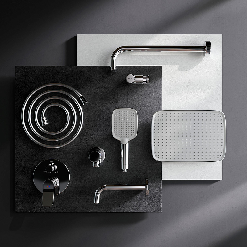 Встраиваемая душевая система AM.PM X-Joy FB85A3RH40 хром: тропический верхний душ, излив с душевой лейкой