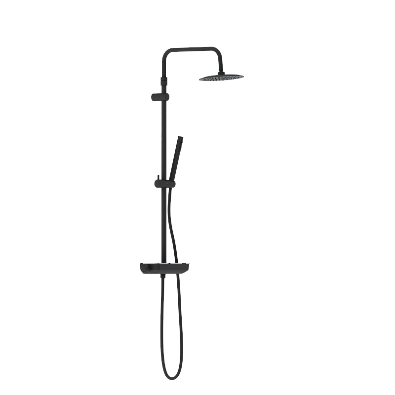 Душевая система Damixa Scandinavian Pure 936750300 стойка с тропическим душем, термостатом, смесителем, черная матовая