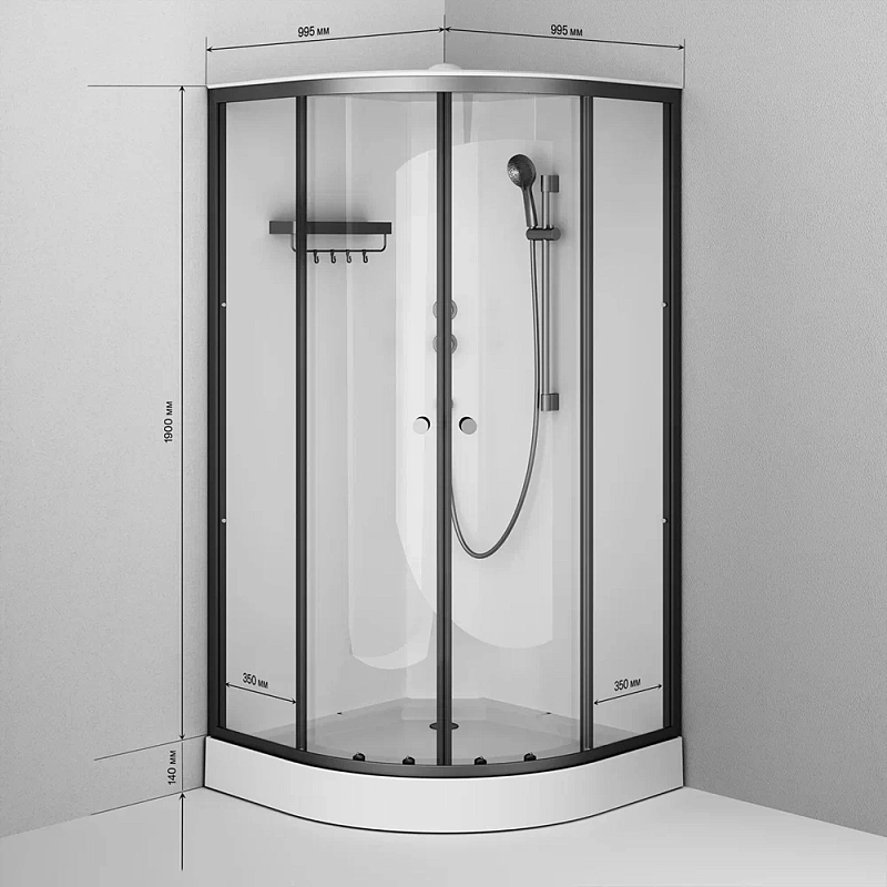 Душевая кабина 100x100 AM.PM X-Joy W94C-401-100BT профиль черный матовый, низкий поддон