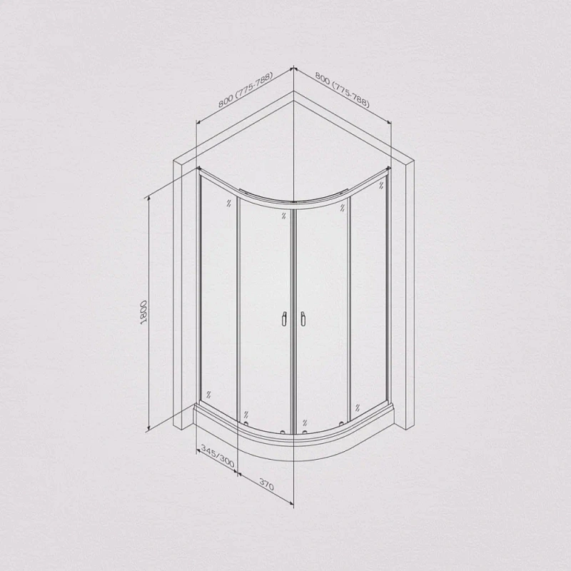 Душевое ограждение без поддона 80x80 AM.PM X-Joy W88G-205-080BT64 профиль черный матовый