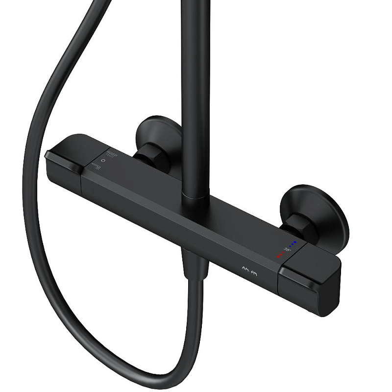 Душевая система AM.PM Func F078F422 стойка с тропическим душем, термостатом, смесителем, черная