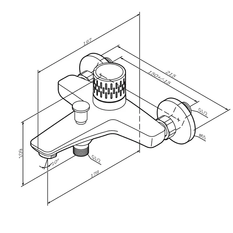 Смеситель для ванны и душа AM.PM Gem F90A10400 с индикацией температуры, хром