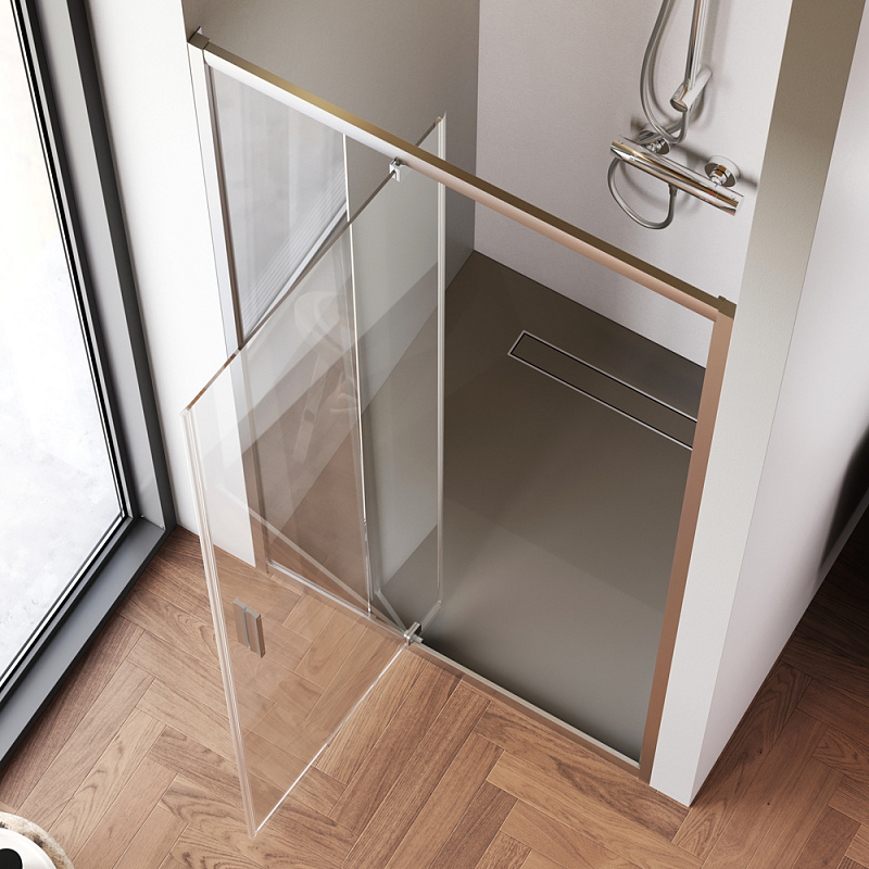 Душевая перегородка с дверью 100x195 AM.PM Gem W90G-100-1P-MT прозрачное стекло, профиль серебристый