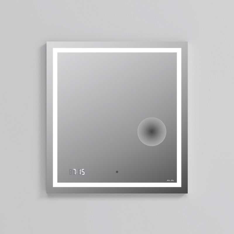 Зеркало с подсветкой в ванную прямоугольное 65 AM.PM Gem M91AMOX0653WG сенсорное с часами и косметическим зеркалом
