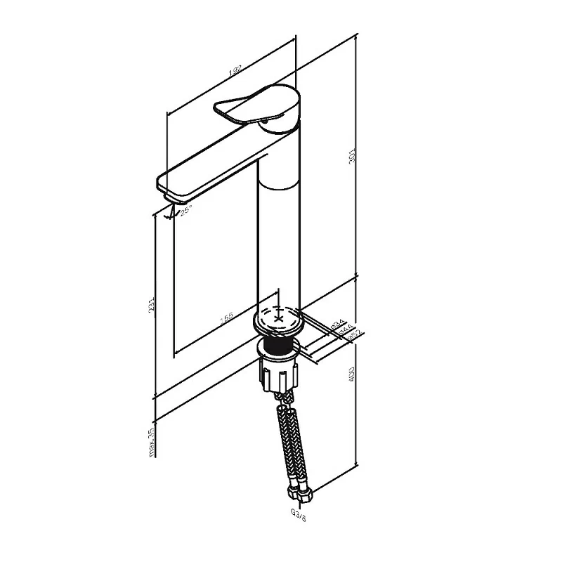 Смеситель для раковины (умывальника) AM.PM X-Joy F85A92022 высокий, черный