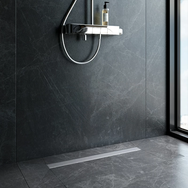 Душевой трап (лоток) 70 AM.PM PrimeFlow W02SC-U11-070-04SB комбинированный затвор со стальной матовой решеткой под плитку