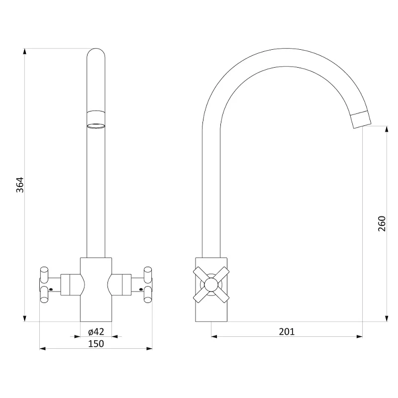Смеситель для кухни Damixa Neo Classic 270000000 высокий, графит