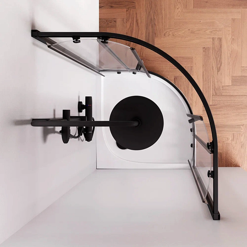 Душевое ограждение без поддона 80x80 AM.PM Gem W90G-401-080BT профиль черный матовый