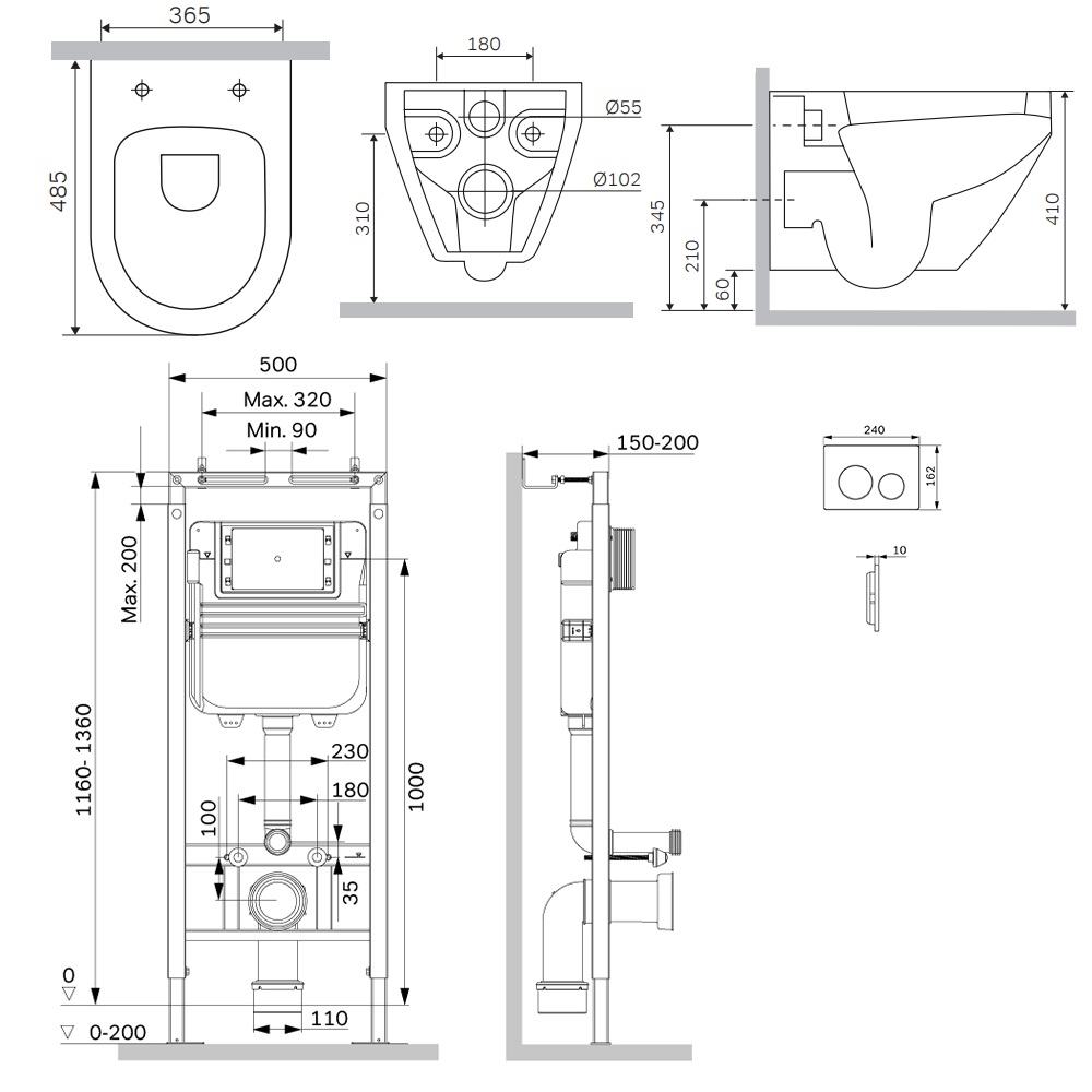 Инсталляция MasterFit с подвесным унитазом Aquaspin и клавишей Spirit V2.0 IS130151.701900, Синий, белый, хром