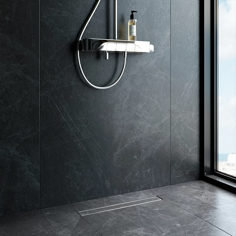 Душевой трап (лоток) 50 AM.PM MasterFlow W01SC-U11-050-04SB комбинированный затвор со стальной матовой решеткой под плитку