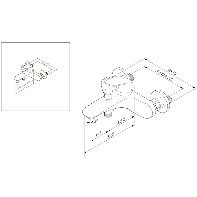 Смеситель для ванны и душа AM.PM Like F8010016 хром