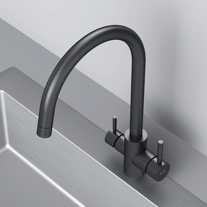 Смеситель для кухни AM.PM X-Joy S F85B07722 высокий, с каналом питьевой воды, черный