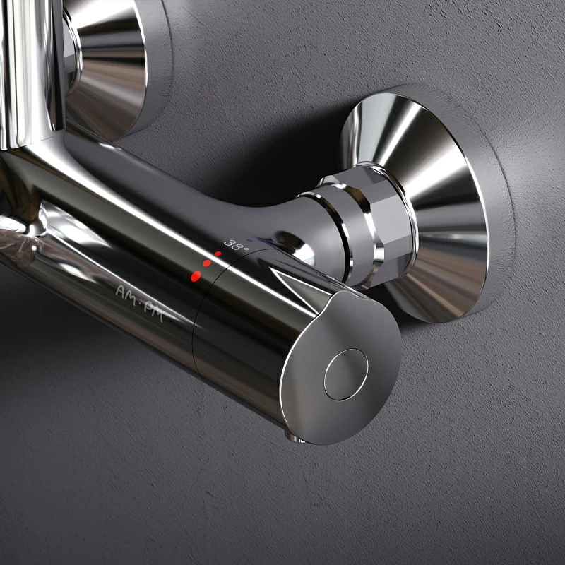 Душевая система AM.PM Like F0780564 стойка с тропическим душем, термостатом, смесителем, изливом, хром