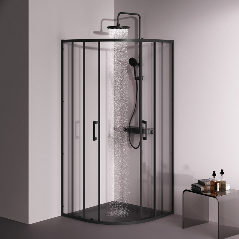 Душевое ограждение без поддона 90x90 AM.PM Above W9XG-401-9090-BT профиль черный