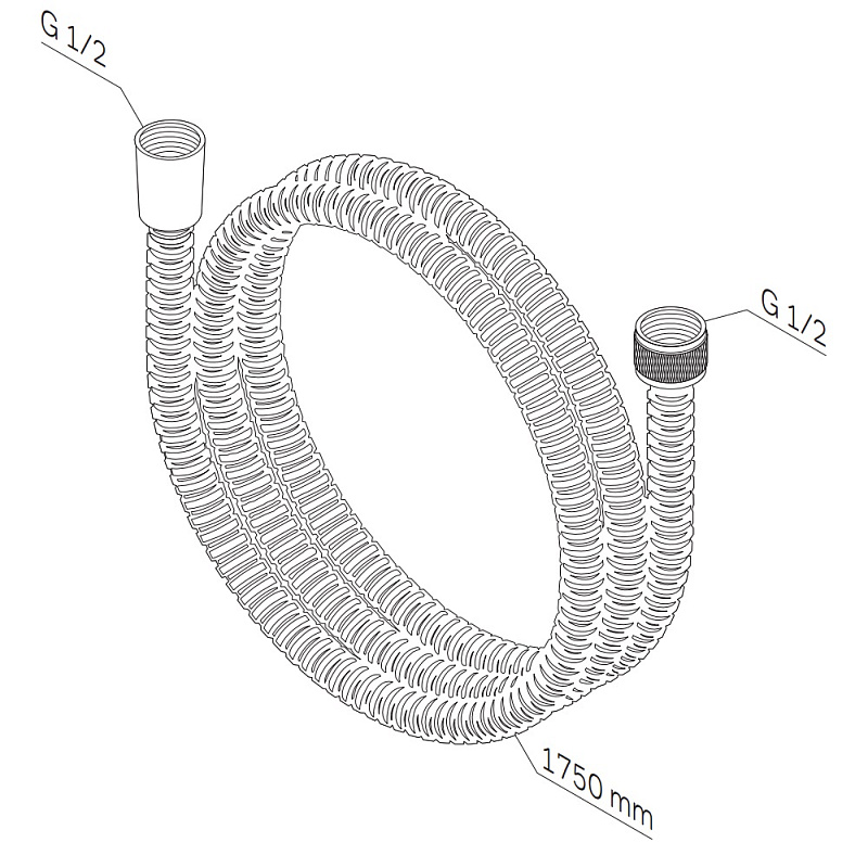 Шланг для душа 1750 AM.PM F0417C00 ребристый, хром