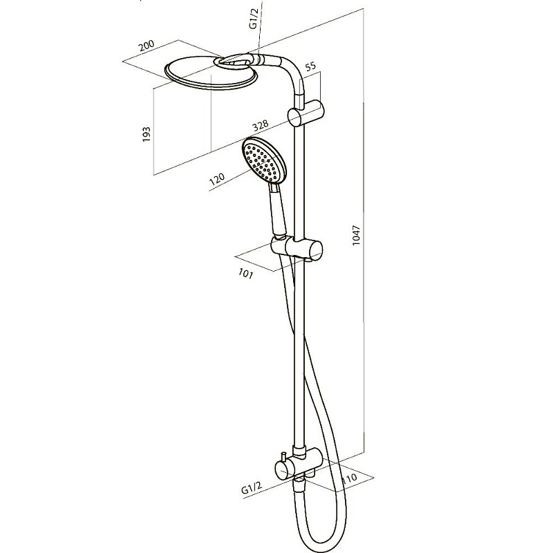 Душевая система AM.PM Bliss L F0753000 стойка с тропическим душем, хром