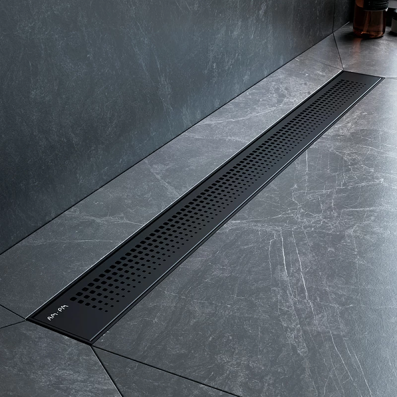 Душевой трап (лоток) 80 AM.PM PrimeFlow W02SC-P11-080-01BM комбинированный затвор с черной матовой решеткой