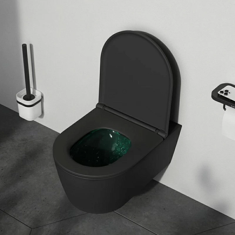 Унитаз подвесной AM.PM Func C8F1701MBSC (глубина 54 см) безободковый с сиденьем микролифт, чёрный матовый