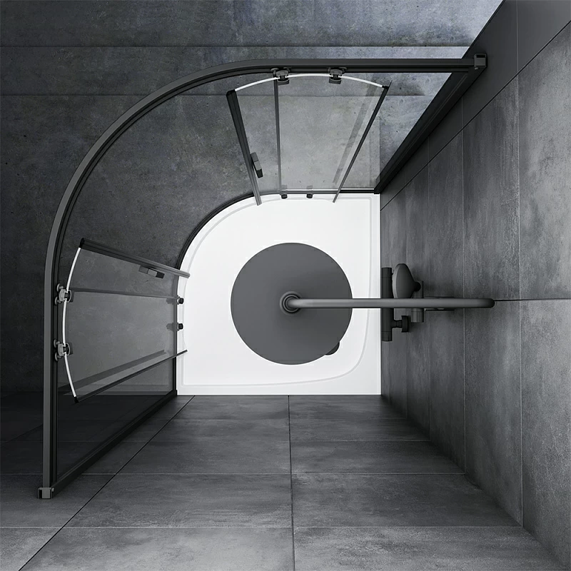 Душевое ограждение без поддона 100x100 AM.PM Gem W90G-401-100BT профиль черный матовый