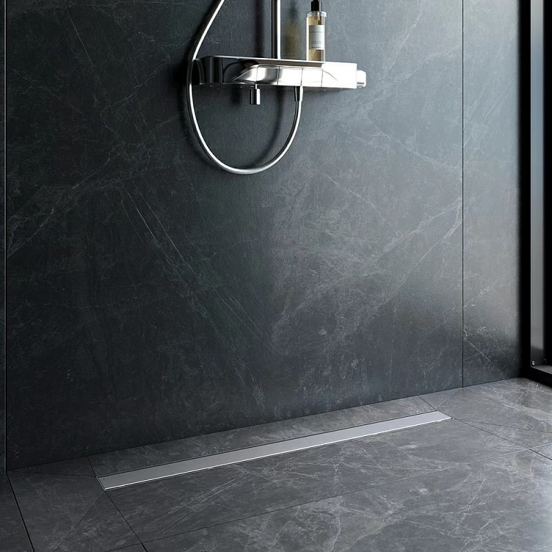 Душевой трап (лоток) 90 AM.PM PrimeFlow W02SC-U11-090-04SB комбинированный затвор со стальной матовой решеткой под плитку