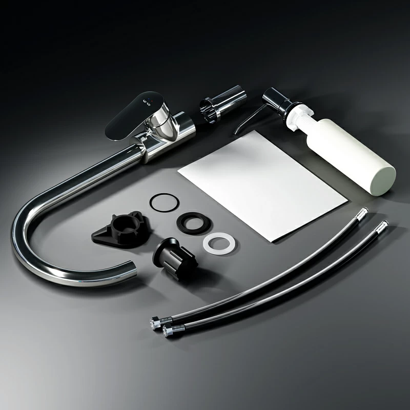 Смеситель для кухни AM.PM Like F8007D00 высокий, хром + дозатор для моющего средства