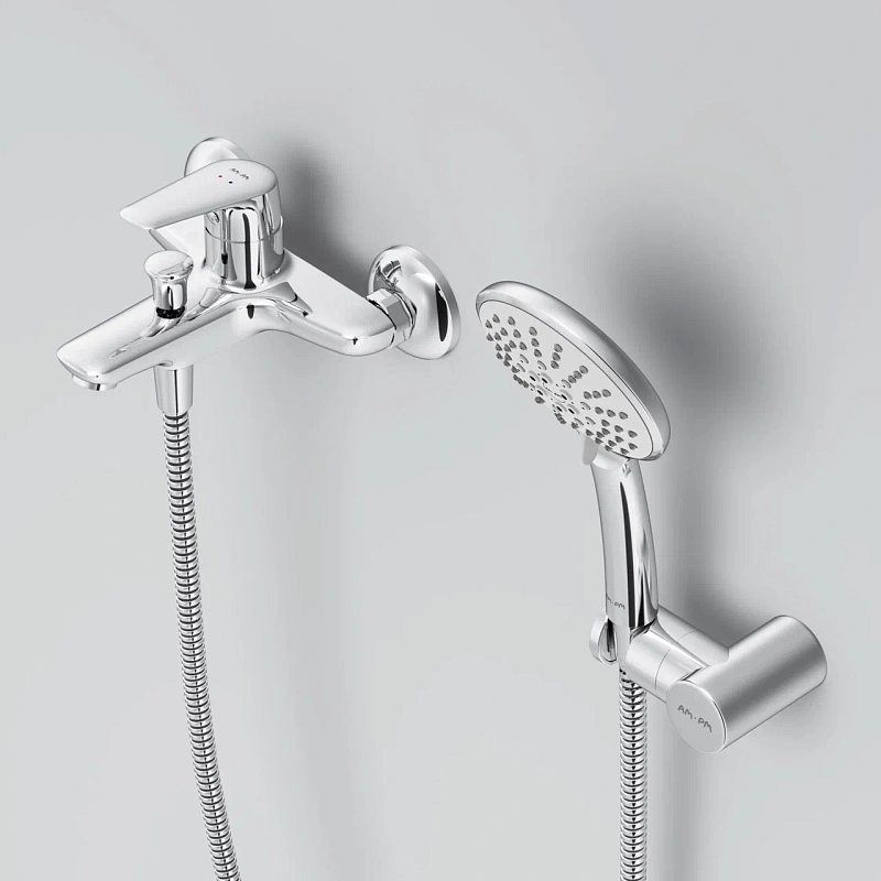 Смеситель для ванны и душа AM.PM Joy F85E15000 душевая лейка, шланг 1750, хром
