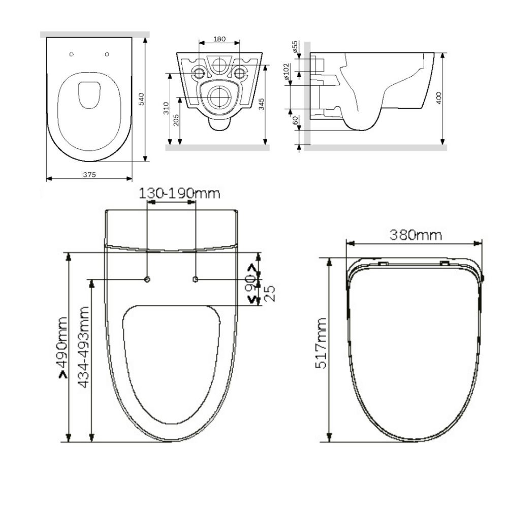 подвесной унитаз Func C8F1703SC, Белый