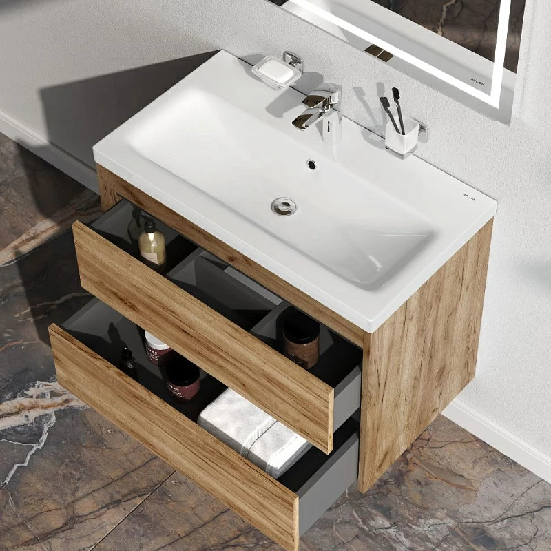 Тумба с раковиной 75 AM.PM Pulse M91-FHX0752OF-WCC0752WG под дерево