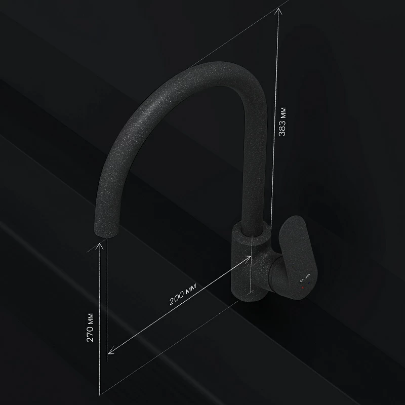 Смеситель для кухни AM.PM Like F8007722 высокий с каналом питьевой воды, черный